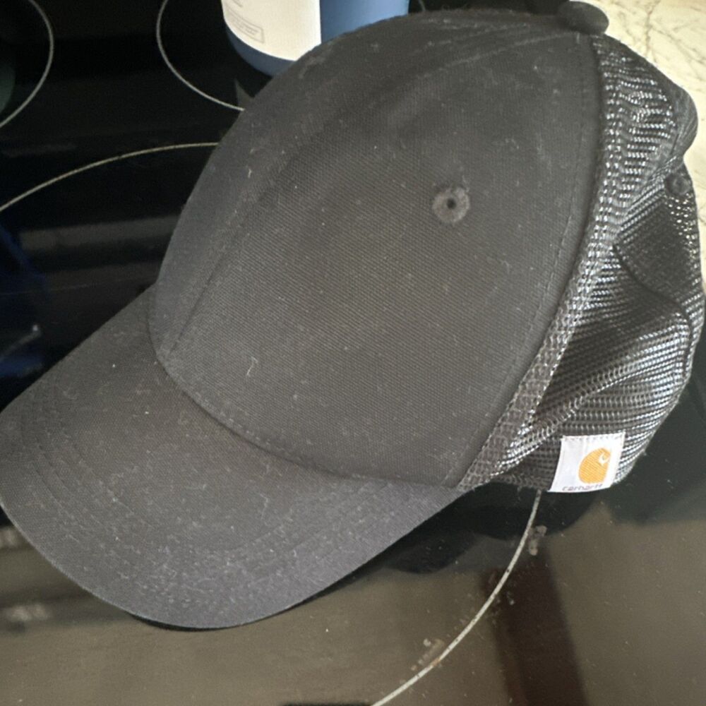 Carhartt Black Trucker Hat Adjustable Mesh Back One Size Men Outdoor Logo